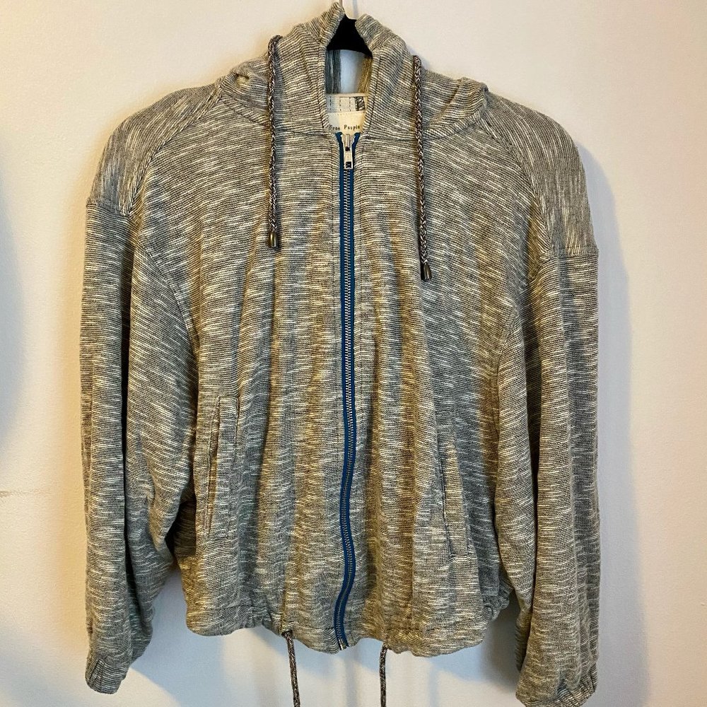 Cropped Free People Gray Zip Hoodie